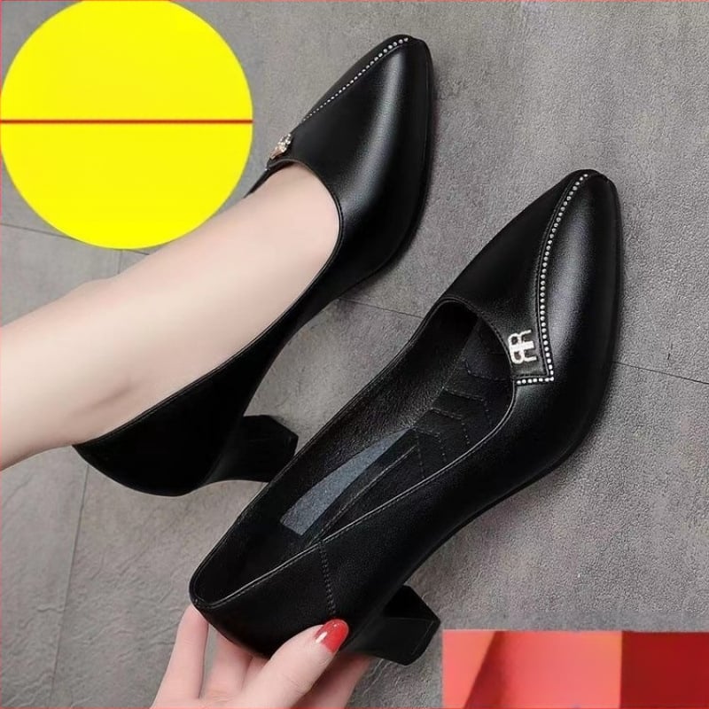 Duge radne cipele za stjuardese, crne, za intervju, profesionalne cipele, kožne cipele s mekim dnom, visoka peta, debela peta, ženske cipele za proljeće i jesen