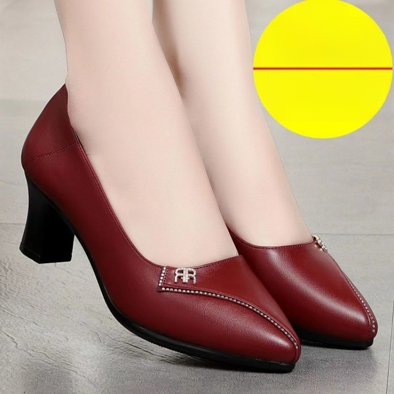 Duge radne cipele za stjuardese, crne, za intervju, profesionalne cipele, kožne cipele s mekim dnom, visoka peta, debela peta, ženske cipele za proljeće i jesen