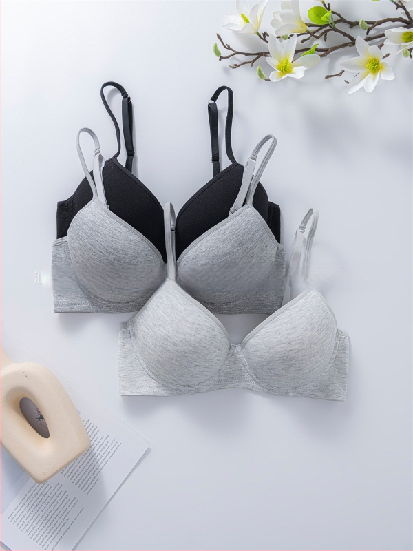 Spetsiaalne piiriülesele kuumale tüdrukule mõeldud rinnahoidja, hingav ja mugav sile puuvillane aluspesu terasest rõngaga kortsuva rinnahoidjaga