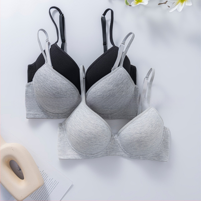 Spetsiaalne piiriülesele kuumale tüdrukule mõeldud rinnahoidja, hingav ja mugav sile puuvillane aluspesu terasest rõngaga kortsuva rinnahoidjaga