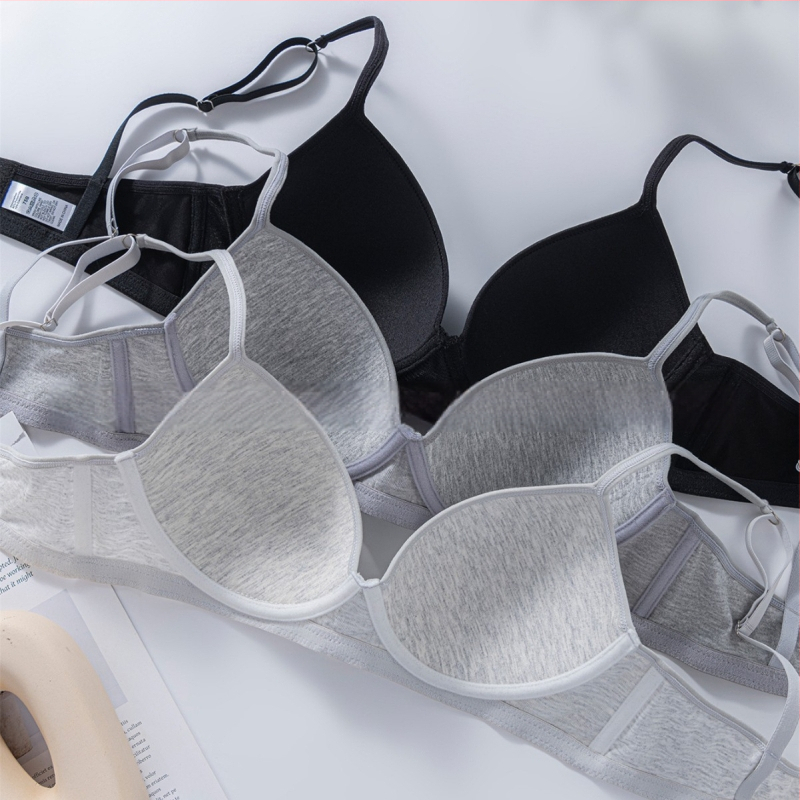 Spetsiaalne piiriülesele kuumale tüdrukule mõeldud rinnahoidja, hingav ja mugav sile puuvillane aluspesu terasest rõngaga kortsuva rinnahoidjaga