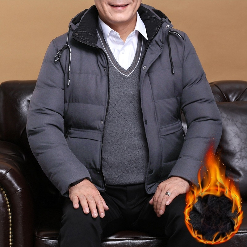 Vidutinio ir pagyvenusio amžiaus tėčio drabužiai vyriški žieminiai vilnos pamušalu dengti stori šilti medvilniniai laisvi medvilniniai švarkai tėčio vyriški drabužiai
