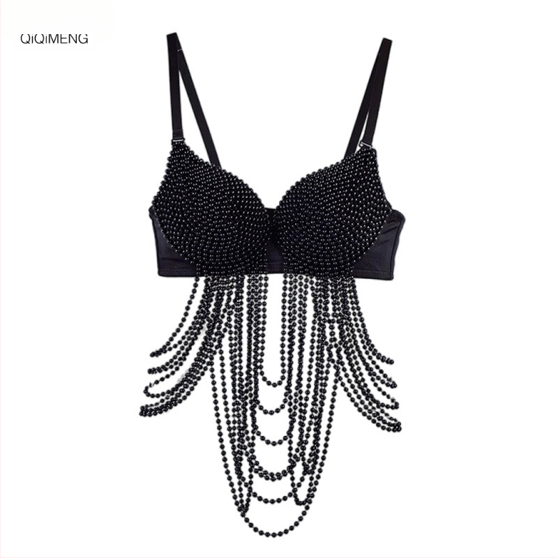 Europski i američki prekogranični noćni klub glazbeni festival seksi biserni resasti grudnjak riblje kosti modni slatki začinjeni rock stil noktiju perlica remen