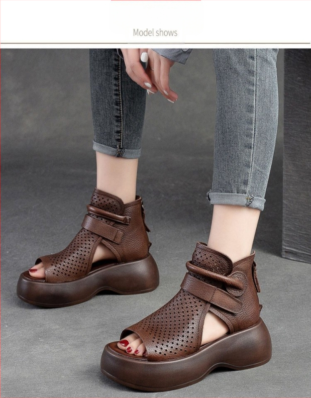 Sandale cu platformă groasă, cu fermoar spate, impermeabile, respirabile, plus mărime, pentru primăvară și vară, pentru comerț exterior, plus mărimea 43