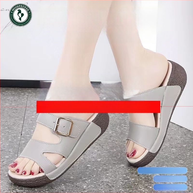 Woodpecker sandale od prave mekane kože s mekim potplatom za žene, ljeto 2024., nova modna, svestrana, lagana, neklizajuća, ženska stopala se ne umaraju