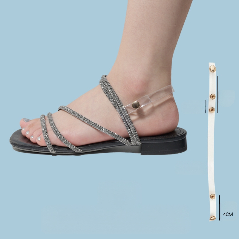 Sandaalid, kontsarihmaga sussid, modifitseeritud sandaalid, reguleeritavad sandaalid, liiga suured, fikseeritud kingapandlaga, kontsa kukkumisvastane, seotud kingapaelad