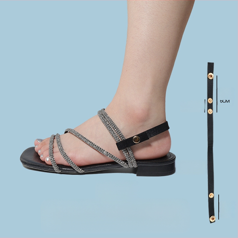 Sandaalid, kontsarihmaga sussid, modifitseeritud sandaalid, reguleeritavad sandaalid, liiga suured, fikseeritud kingapandlaga, kontsa kukkumisvastane, seotud kingapaelad