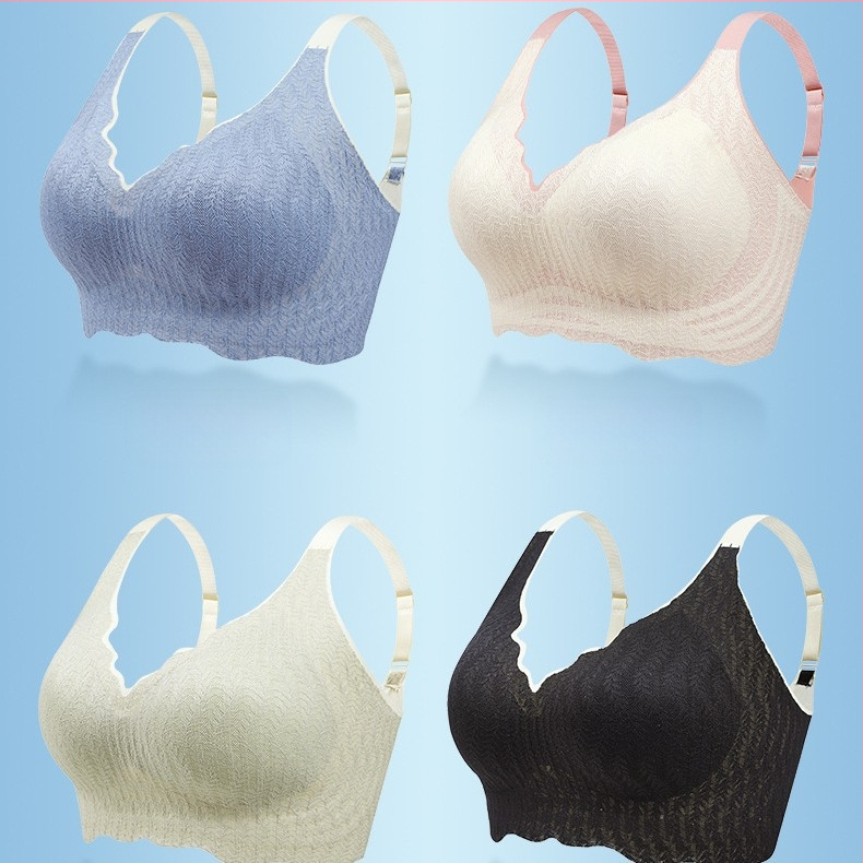 Lenjerie intimă cu suport moale, mărime plus, cu cupă întreagă, piept mare, fără sudură, cataramă cu patru rânduri, sutien cu lipici jeleu, fabricat de la fabricație