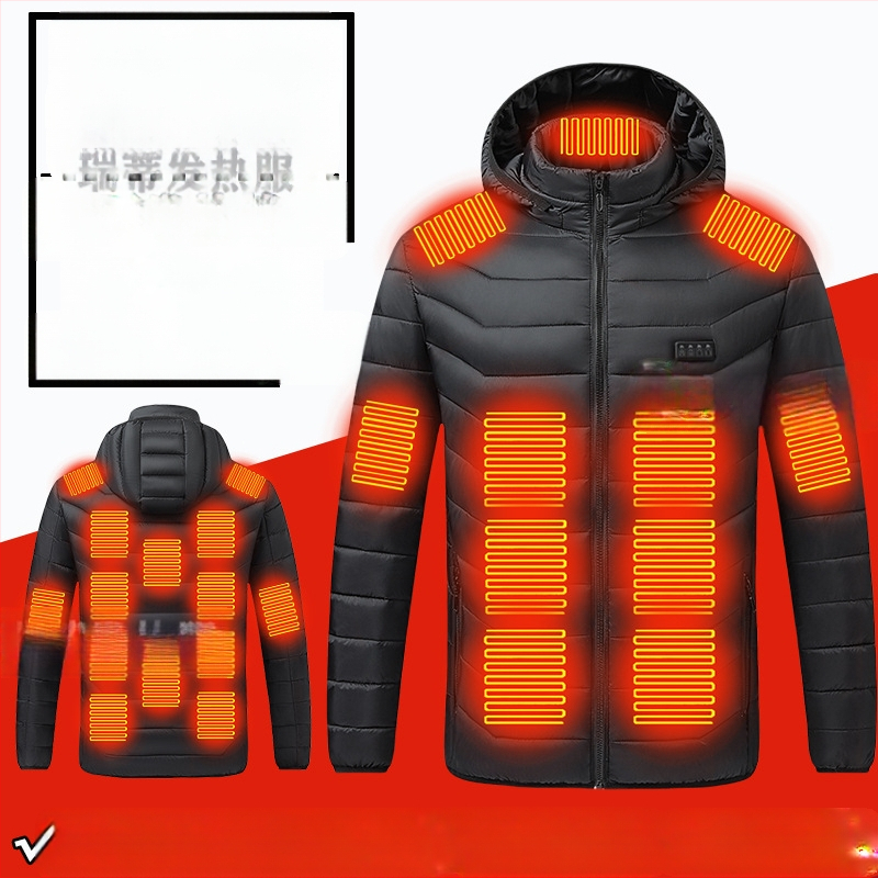 Pamučni kaput s četiri kontrolera i 25 zona grijanja, nova odjeća za grijanje velikih površina, europska i američka prekogranična popularna veleprodaja pamučnog kaputa s grijanjem