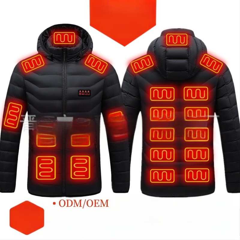 Pamučni kaput s četiri kontrolera i 25 zona grijanja, nova odjeća za grijanje velikih površina, europska i američka prekogranična popularna veleprodaja pamučnog kaputa s grijanjem