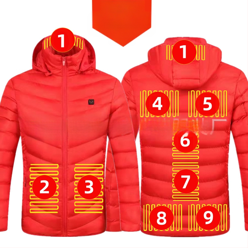 Pamučni kaput s četiri kontrolera i 25 zona grijanja, nova odjeća za grijanje velikih površina, europska i američka prekogranična popularna veleprodaja pamučnog kaputa s grijanjem