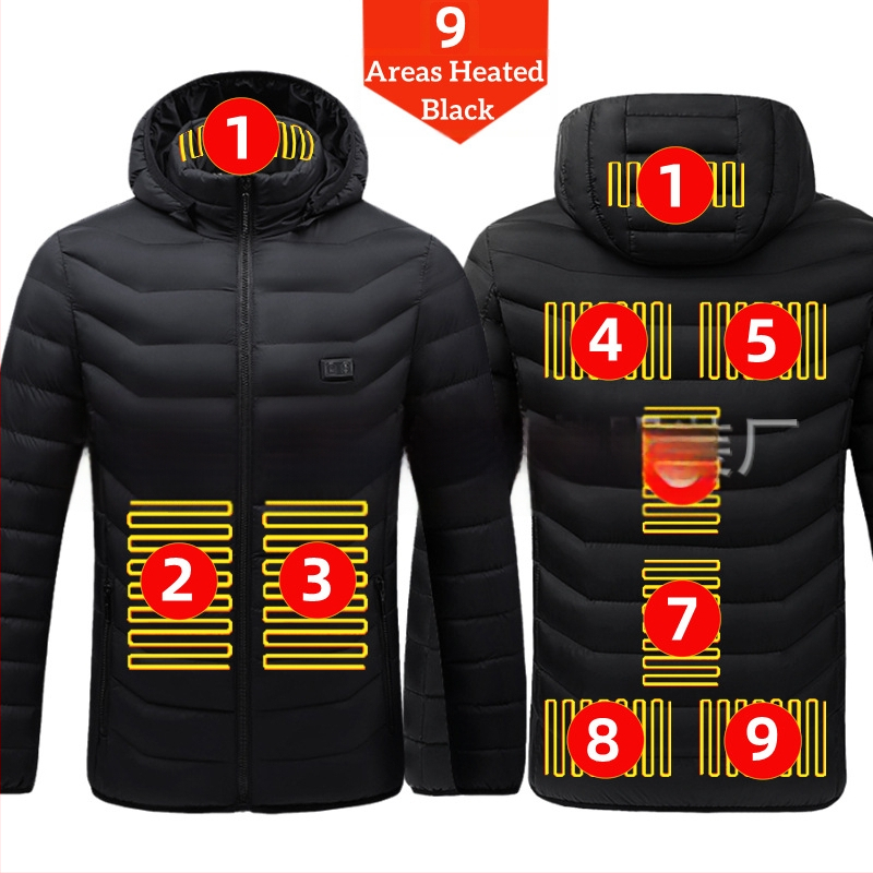 Pamučni kaput s četiri kontrolera i 25 zona grijanja, nova odjeća za grijanje velikih površina, europska i američka prekogranična popularna veleprodaja pamučnog kaputa s grijanjem