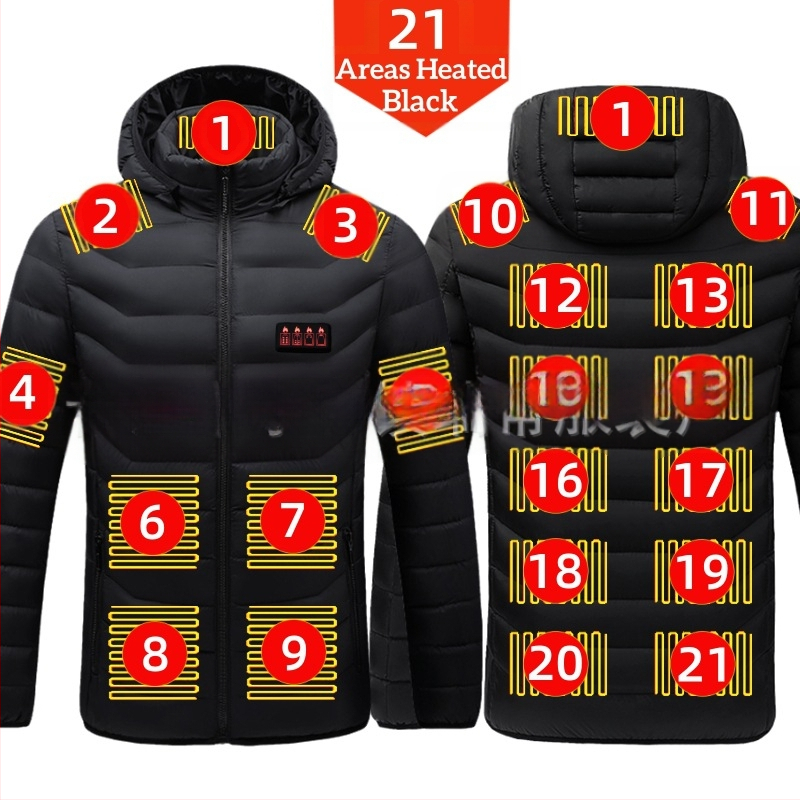 Pamučni kaput s četiri kontrolera i 25 zona grijanja, nova odjeća za grijanje velikih površina, europska i američka prekogranična popularna veleprodaja pamučnog kaputa s grijanjem