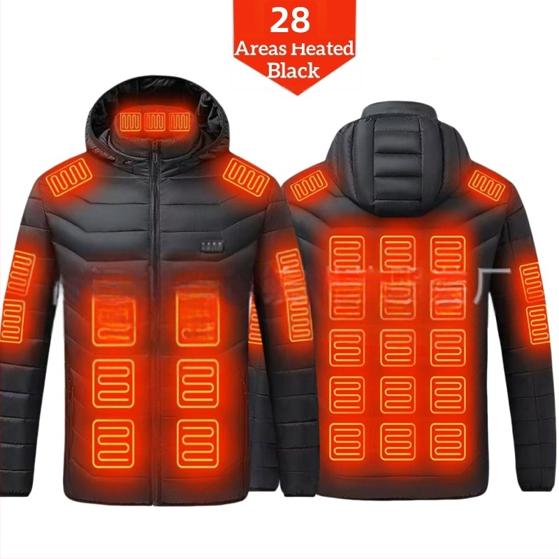 Pamučni kaput s četiri kontrolera i 25 zona grijanja, nova odjeća za grijanje velikih površina, europska i američka prekogranična popularna veleprodaja pamučnog kaputa s grijanjem