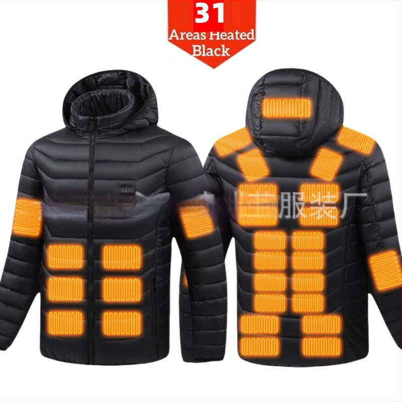 Pamučni kaput s četiri kontrolera i 25 zona grijanja, nova odjeća za grijanje velikih površina, europska i američka prekogranična popularna veleprodaja pamučnog kaputa s grijanjem