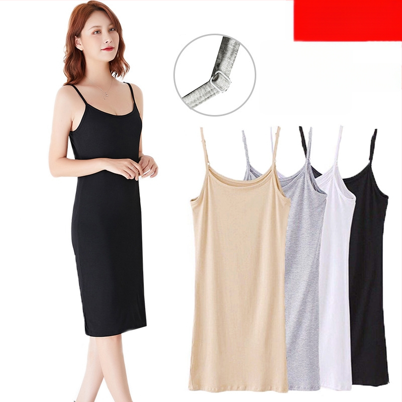 Modalna majica bez rukava srednje duljine za žene, ljetna osnovna haljina bez rukava, spavaćica, majica bez rukava u jednoj boji, uski kroj