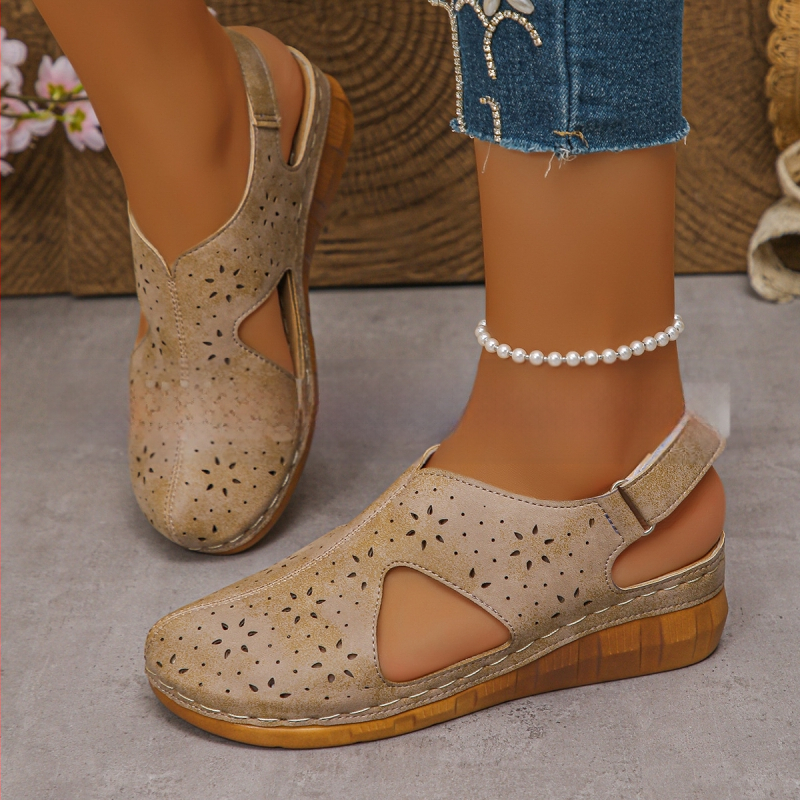 Sandale casual transfrontaliere europene și americane 2025 stil nou decupat respirabil curea velcro toc cu gura de pește sandale de cusut