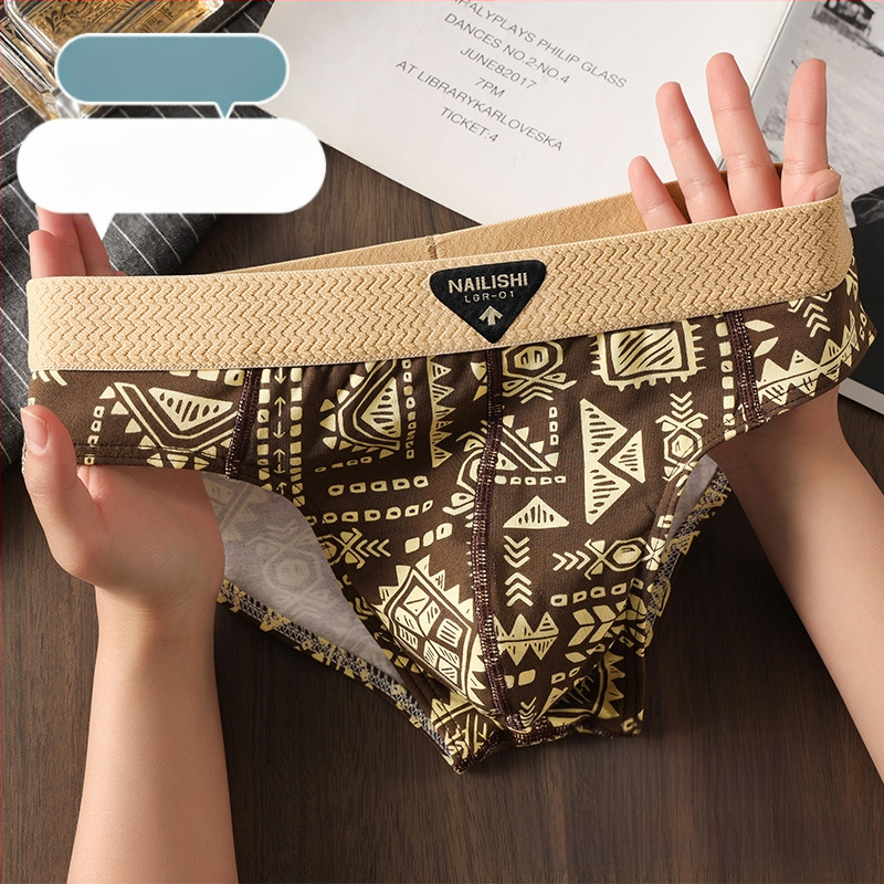 Vīriešu apakšveļas biksītes etniskā stilā modernas vīriešu kokvilnas bokseršorti, elpojoši, jauniešiem paredzētas vidēja jostasvieta biksītes, šorti