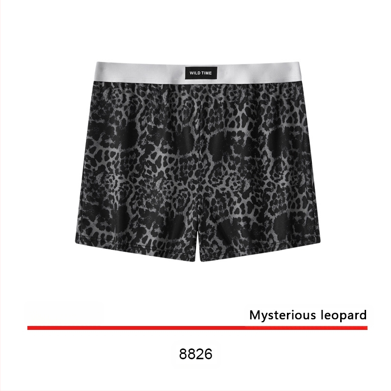 Vasaros populiarios „Ice Silk Arrow“ kelnės, vyriškos, leopardo rašto, vėsios, kvėpuojančios, laisvalaikio, laisvalaikio, bokserinės kelnaitės, šortai