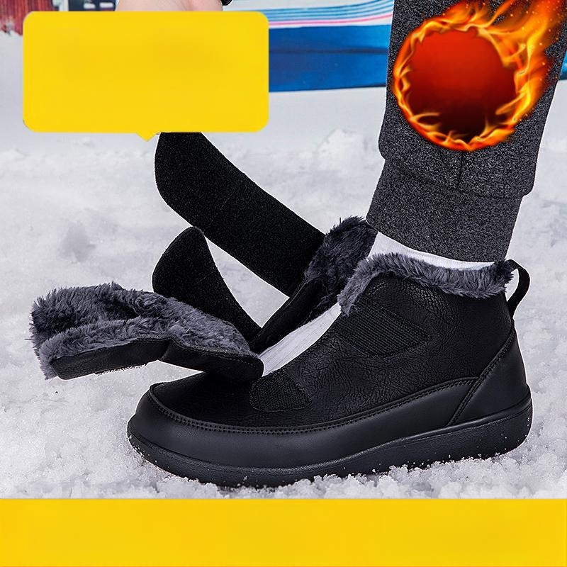 Plačios pėdos seno vyro medvilniniai batai vyriški žieminiai vilnos pamušalu sustorinti šilti batai nykščio evoliucija tėčio vandeniui atsparūs dideli sniego batai