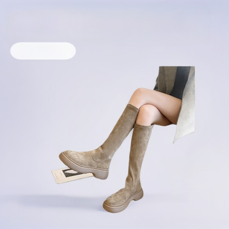 Jesen i zima 2024. Novi dolazak dugih čizmi s francuskim debelim potplatom, uske čizme od brušene kože, duge rastezljive čizme za mršavljenje