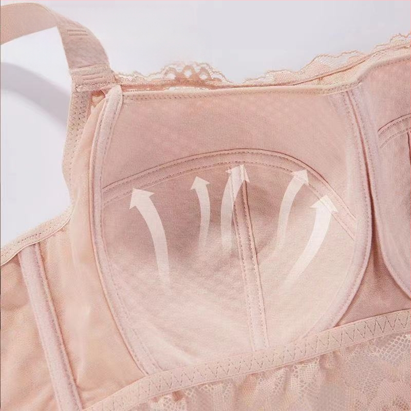 Õlapaelteta paljastav täiskorviga rinnahoidja suurele rinnale, minimeeriv efekt, õhuke korv, traadita, lõtvumisvastane, ilus selg, pits, pluss-suuruses rinnahoidja