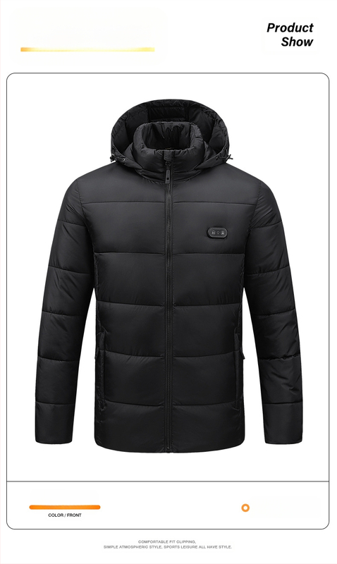 Piiriülene uus kütte ja puuvillase polstriga kapuutsiga USB intelligentne konstantse temperatuuriga kütte ja puuvillase polstriga jope, meeste ja naiste soe elektriline puuvillase polstriga jope