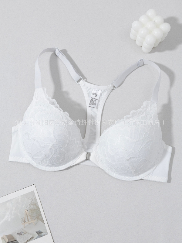 Producător specializat în sutien transfrontalier en-gros, european și american, popular, confortabil, cu inel de oțel, sexy, din dantelă franceză, cu nasturi frontali, frumos la spate