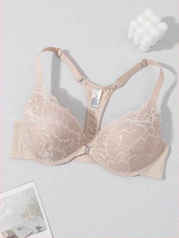 Producător specializat în sutien transfrontalier en-gros, european și american, popular, confortabil, cu inel de oțel, sexy, din dantelă franceză, cu nasturi frontali, frumos la spate