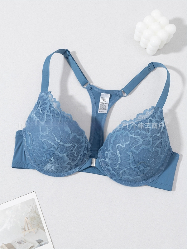 Producător specializat în sutien transfrontalier en-gros, european și american, popular, confortabil, cu inel de oțel, sexy, din dantelă franceză, cu nasturi frontali, frumos la spate