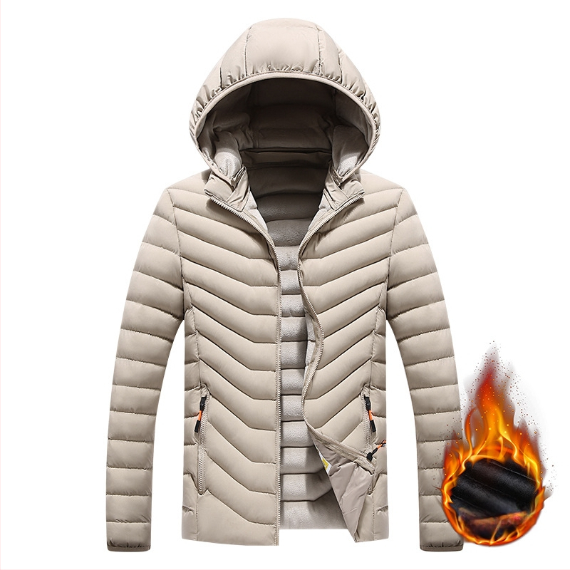 Sanjianfeng Odjeća s pamučnim podlogama za muškarce, zima 2023., muška korejska odjeća, uski kroj, odvojiva kapa, ležerna, moderna, rebrasta gornjica