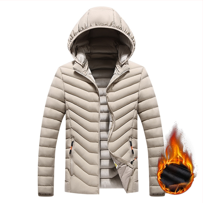 Sanjianfeng Odjeća s pamučnim podlogama za muškarce, zima 2023., muška korejska odjeća, uski kroj, odvojiva kapa, ležerna, moderna, rebrasta gornjica