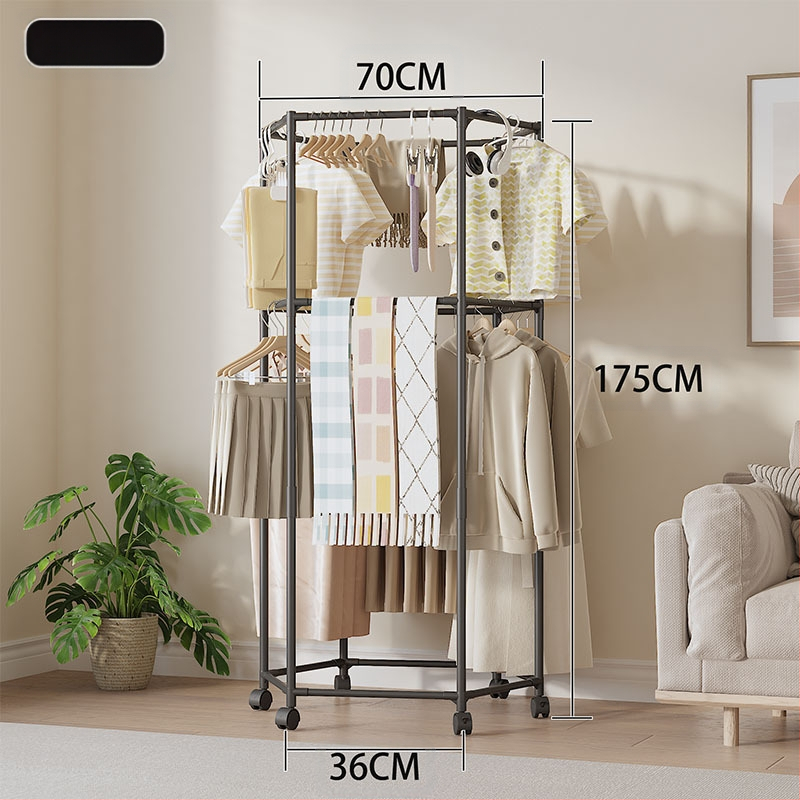 Kodumajapidamises kasutatav kuusnurkne rõdu magamistoa multifunktsionaalne kuivatusrestiga ühiselamu ruumisäästlik paksendatud stabiilne põrandal seisev mantliriiul