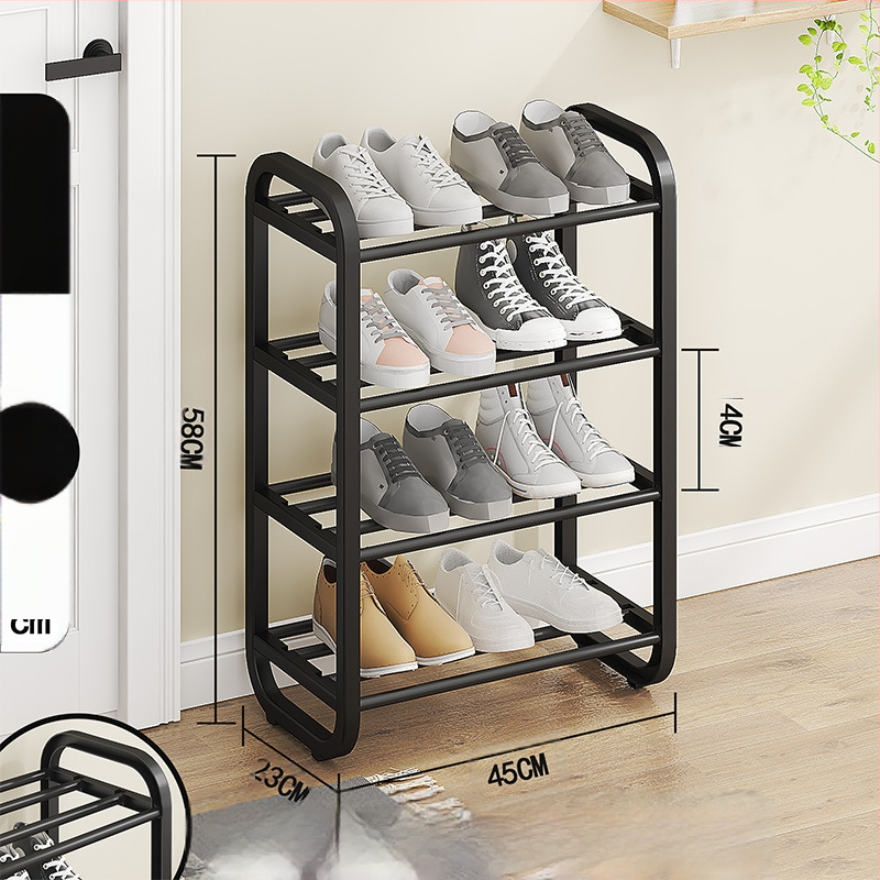 Kaasaegne lihtne multifunktsionaalne metallist mitmekihiline hoiustusjalatsi riiul ühiselamu väikese korteri kaasaskantav hoiustusjalatsi riiul