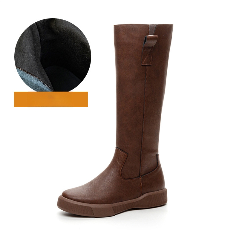 Vintage īstas ādas Martin zābaki, sieviešu ceļgalus sašaurinoši bruņinieku zābaki ar biezu zoli, vilnas oderi, rudens un ziemas garie zābaki, universāli augstzābaki