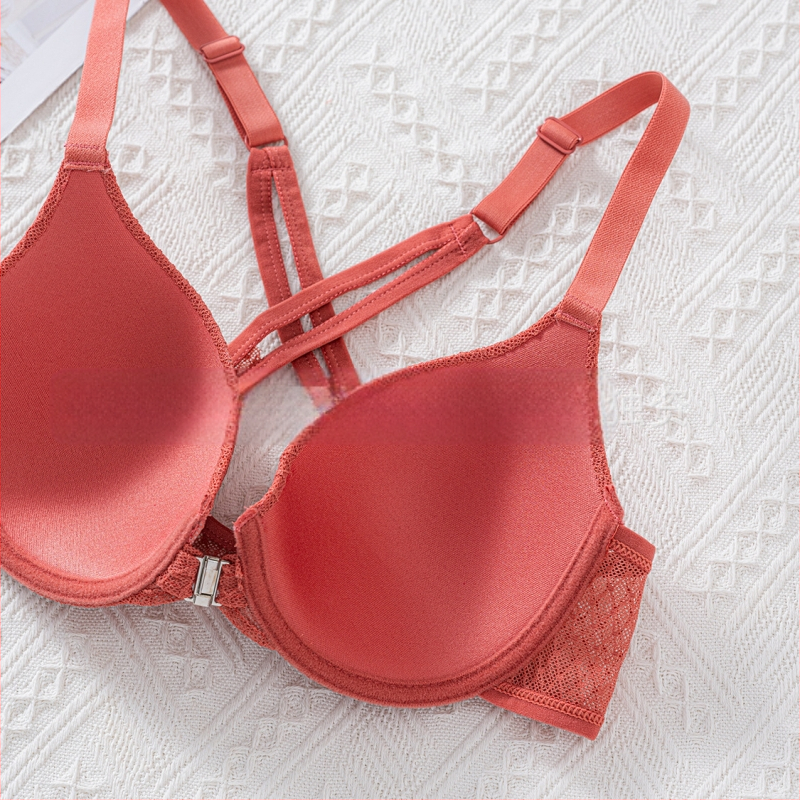 Sutien Temu transfrontalier, mărimi mari, din materiale europene și americane, cu armătură, închizătoare frontală, susținere sporită, design cu spate încrucișat, spate descuiat, îmbunătățește aspectul bustului