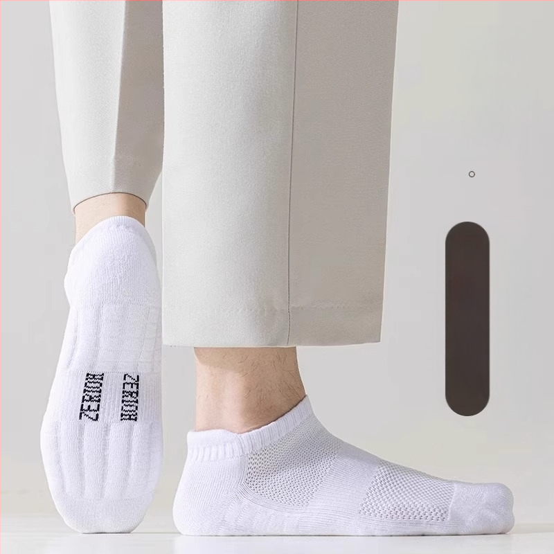 Чорапи Zhuji, мъжки къси летни тънки памучни дезодоранти, абсорбиращи потта, спортни момчета, летни черно-бели, къси тръбички