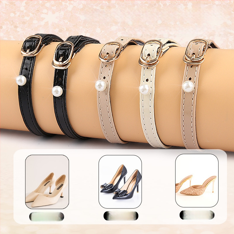 Prancūziškos paprastos perlų dirželio storo kulno smailios basutės be montavimo, dideli kulno dirželiai, apsaugantys nuo nukritimo