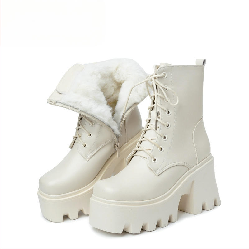 Naiste paksu tallaga ülikõrge kontsaga puuvillapolstriga kingad, kõrgust suurendavad Martini saapad, naiste ehtsast nahast muffin-taldmikuga villased paeltega kinnitatavad puuvillapolstriga saapad, ühekihilised sigaretitoruga saapad