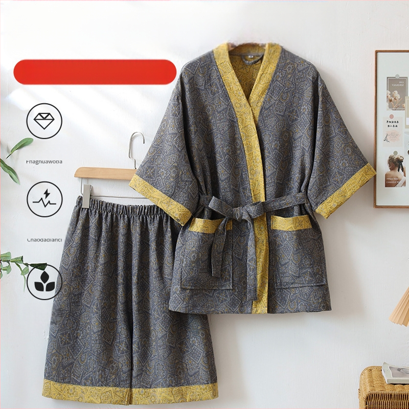 Tarpvalstybinis grynos medvilnės dvisluoksnis siūlas žakardo prakaito garinimo kostiumas viešbučio chalatas kineziterapijos kostiumas masažinis pirties kostiumas poros maudymosi kostiumėlis didmeninė prekyba