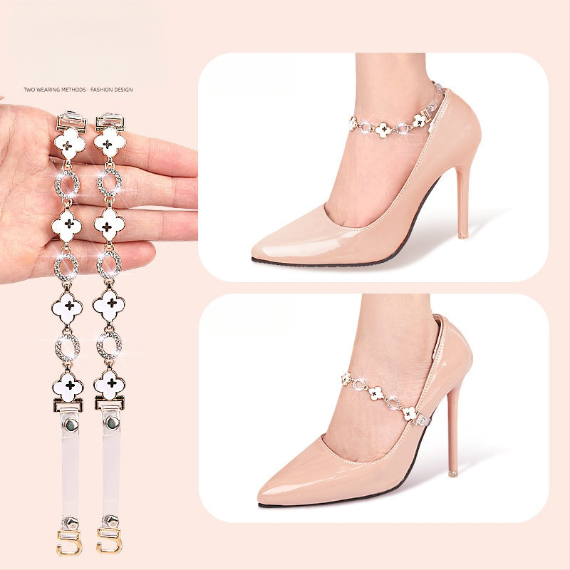 Keturių lapų dobilų „Daisy“ aukštakulniai aulinukai su vieno žodžio raišteliais, reguliuojamas suvarstomas dirželis be montavimo, apsaugantis kulną nuo kritimo