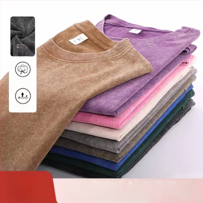 240g teška oprana vintage majica kratkih rukava spuštenih ramena za muškarce, ljetni u trendu, novi retro model iz 2025., polurukavi