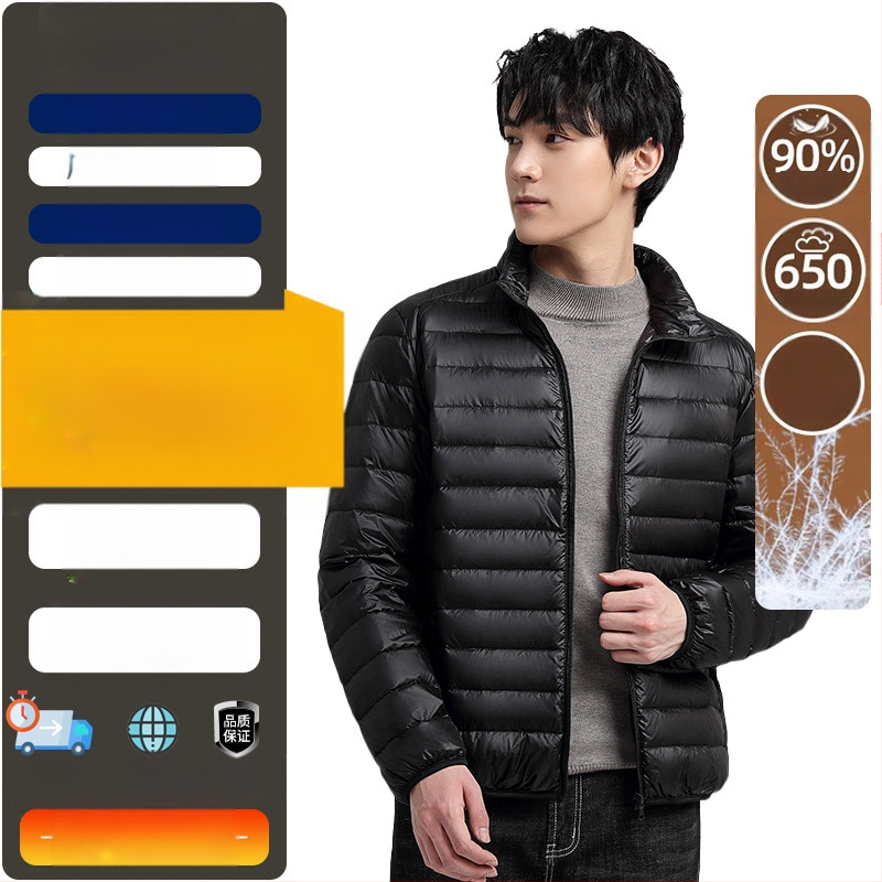 [Noul Standard Național] Jachetă cu puf pentru bărbați și femei, guler înalt ușor, protecție împotriva frigului 6001