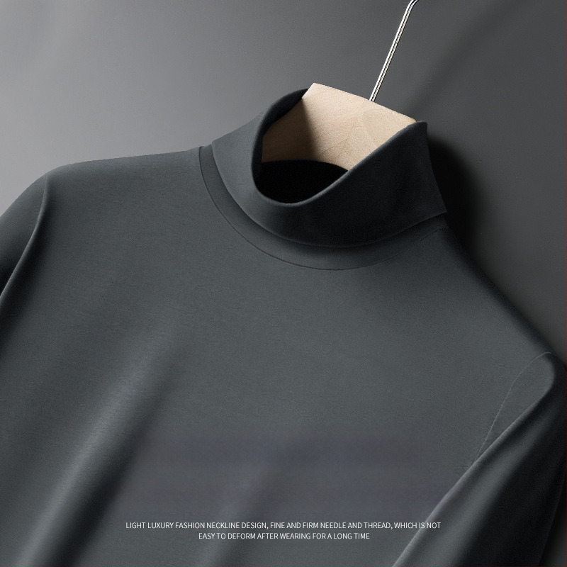 Muška majica dugih rukava s kratkim rukavima od modalnog materijala iz 50-ih, dolčevit, pristupačna luksuzna uska majica s unutarnjim dijelom, ležerna muška majica dugih rukava