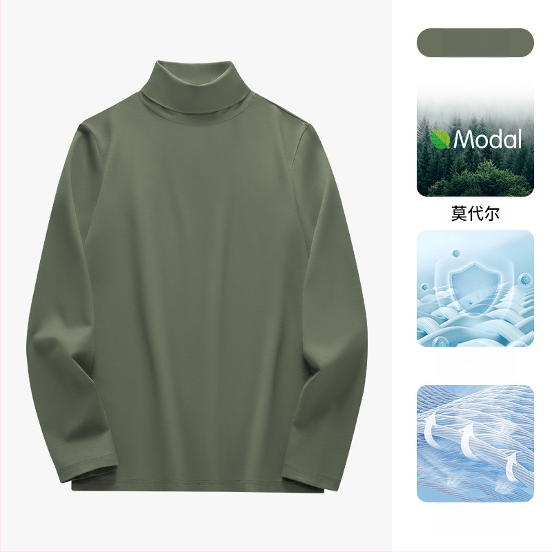 Muška majica dugih rukava s kratkim rukavima od modalnog materijala iz 50-ih, dolčevit, pristupačna luksuzna uska majica s unutarnjim dijelom, ležerna muška majica dugih rukava