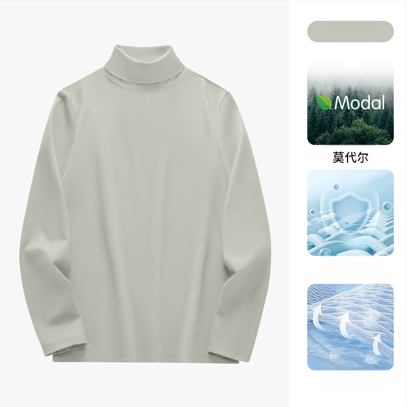 Muška majica dugih rukava s kratkim rukavima od modalnog materijala iz 50-ih, dolčevit, pristupačna luksuzna uska majica s unutarnjim dijelom, ležerna muška majica dugih rukava