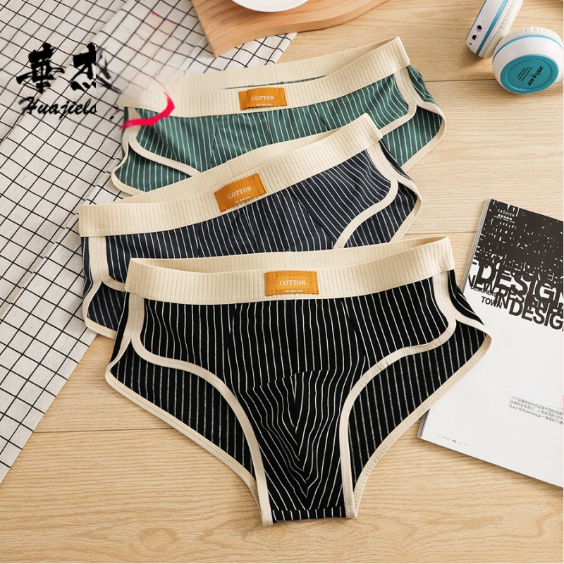 Huajielong νέα ριγέ βαμβακερά ανδρικά εσώρουχα, ανδρικά σλιπ, αναπνεύσιμα ανδρικά σορτς μόδας, μια γενιά μαλλιών