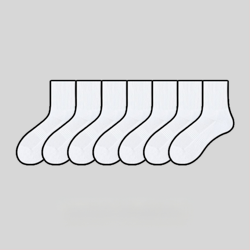 7 paari valgeid sokke, meeste poolsääreni ulatuvad sokid, naiste puhtast puuvillast higi imavad spordisokid, korvpallisokid, paksendatud rätikupõhjaga sukad