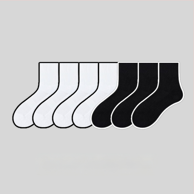 7 paari valgeid sokke, meeste poolsääreni ulatuvad sokid, naiste puhtast puuvillast higi imavad spordisokid, korvpallisokid, paksendatud rätikupõhjaga sukad