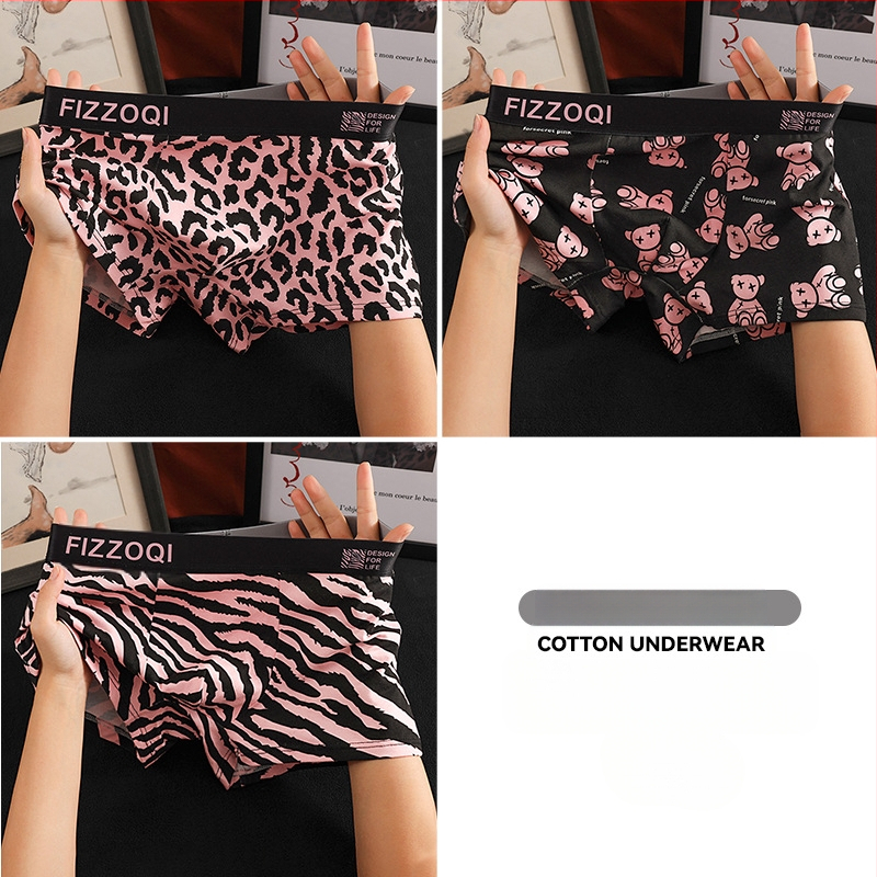 Uued meeste trendikad leopardimustriga puhtast puuvillast mugavad seksikad isikupärastatud aluspesu poiste nelja nurgaga bokserid, hingavad lühikesed püksid